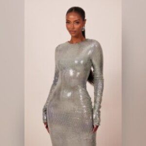 The Maya Midaxi Dress by Mars The Label (Silver Sequin)